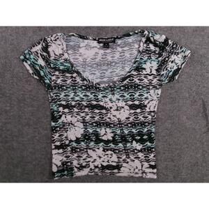 About A Girl Top Women Extra Small Abstract Floral Bohemian Causal Summer Basic